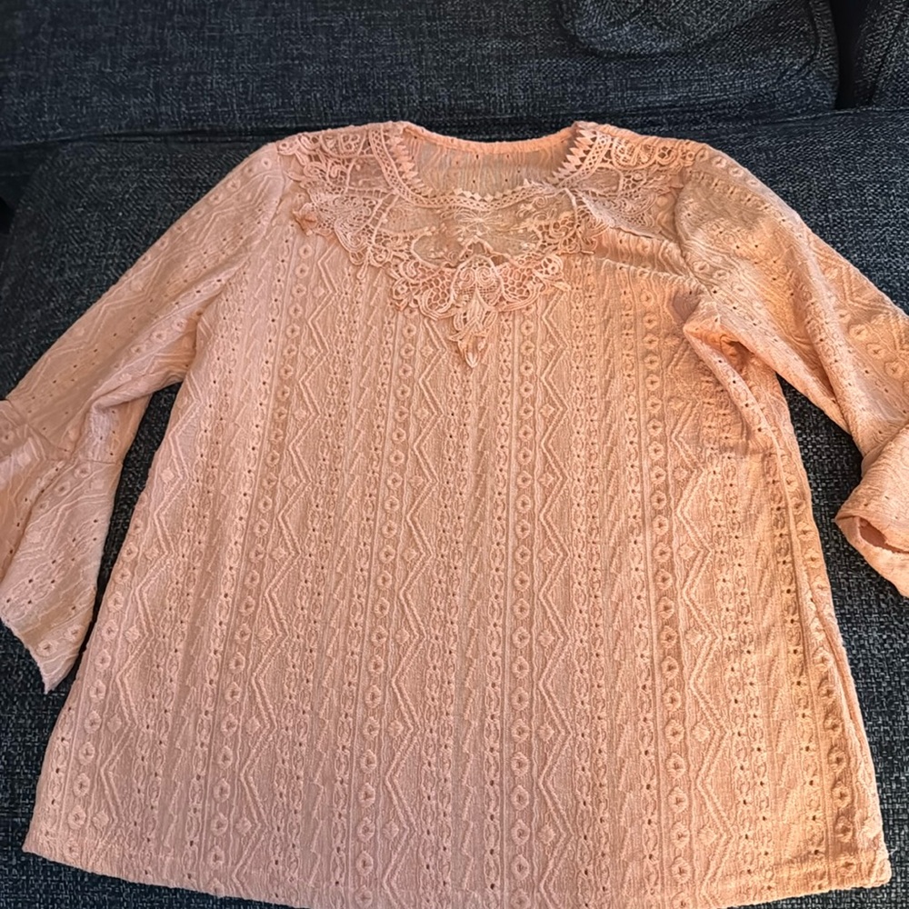 Lace Detail Peach Blouse